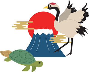 Naklejka premium 鶴と亀 縁起物