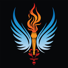 Phoenix wings and flames vector illustration design symbol set