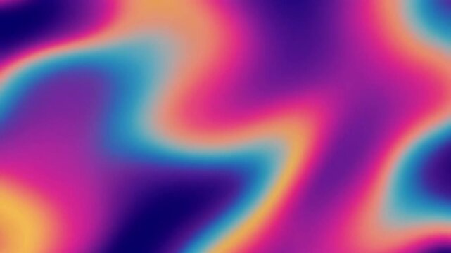 Abstract Neon Fluid Gradient Loop, Vibrant Holographic Liquid Motion Background, Seamless Psychedelic Soft Blurry Waves