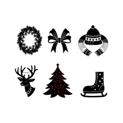 Flat christmas elements silhouette