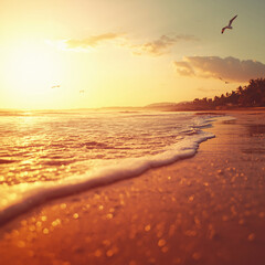 sunset at the beach. Generative AI