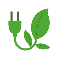 Green Energy Plug and Leaf Illustration