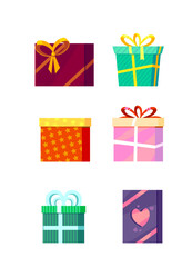 Gifts boxes. Colored xmas valentine and other celebrations presents surpris