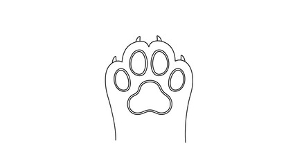 Cartoon Paw Print Illustration in Minimalist Line Art Style for Children's Design