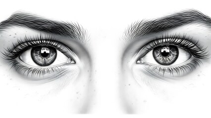 Close Up of Human Eyes in Black and White Artistic Style