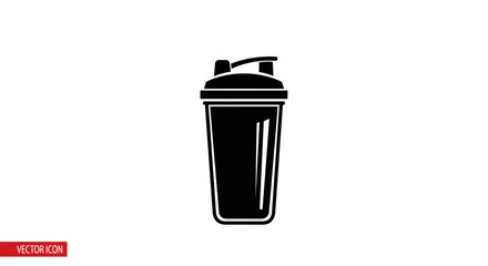 Shaker Bottle Icon Vector – Protein Mixer Cup Silhouette, Fitness Drink Container