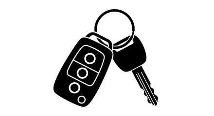 Car Key Icon Vector – Vehicle Remote Key Silhouette, Automotive Access Symbol