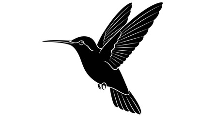 Hummingbird Icon Vector – Flying Bird Silhouette, Elegant Wildlife Illustration