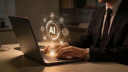Businessman working on AI technology