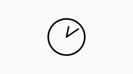 Minimalist black clock with one hand pointing towards the upper right on a white background time watch