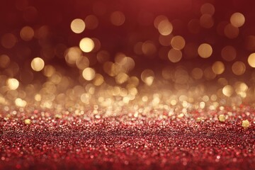 Close-up of glittering red and gold bokeh background
