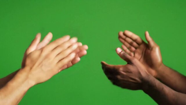 Two Hands Clapping on Green Screen Background