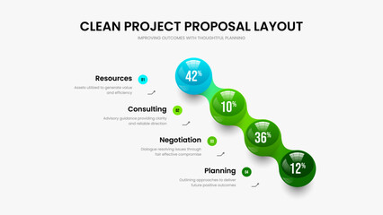 Colorful Planning 4 Option Diagram Slide Design. Marketing Campaign Slideshow Layout Vector Illustration. Modern Development Four Element Infographic Presentation Template.