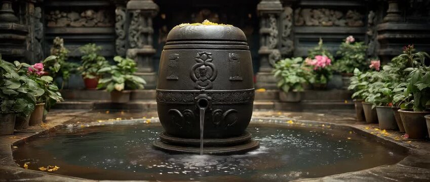 Worship of Shiva lingam  Hindu temple's Mahashivratri Puja  India's traditional culture of Shivling Hinduism