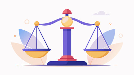 A cartoon image of a scale with two sides, one side is yellow and the other side is blue