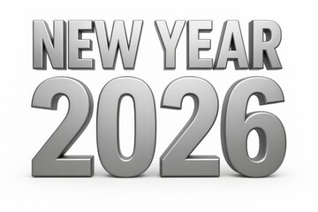 New Year 2026 silver metallic numbers celebration year