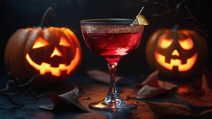 Halloween cocktail with pumpkins