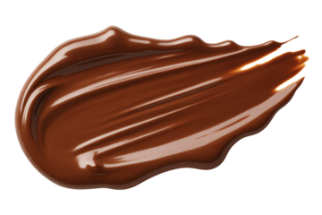 A single rich chocolate sauce swirl isolated on a white background perfect for dessert and confectionery advertising