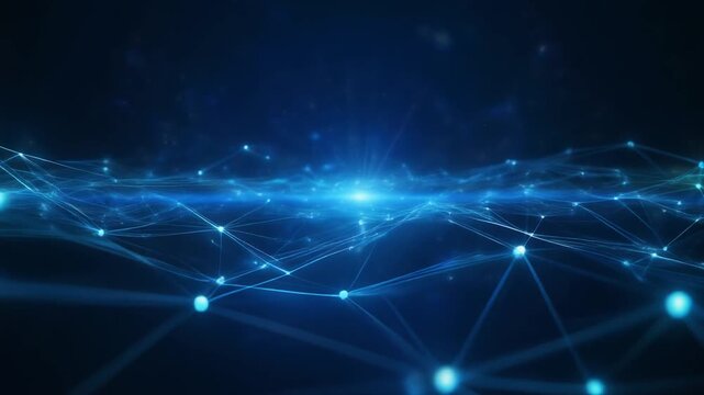 Abstract background with moving dots and lines. Network connection structure. Futuristic illustration. Digital technology design. 3d rendering.