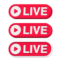 3d rendering icon live red in set