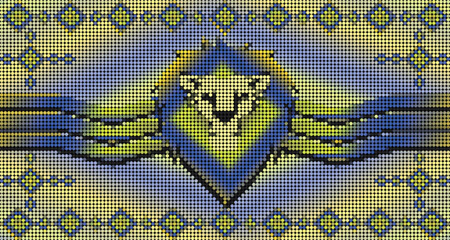 mexican huichol art with lion head in vector format