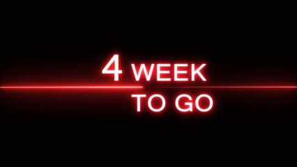 Obraz premium 4 weeks to go illustration. Announcement for business marketing week. Neon counting date.