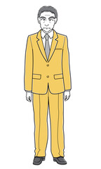 立ち姿勢のスーツの中年男性（シンプル）