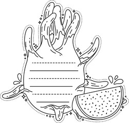 Juicy tropical pitaya dragon fruit kids memo note template. Kids planner To Do list, vector memo note frame. Exotic fruit child schedule, diary label or scrapbook sticker with pitahaya fruit slice