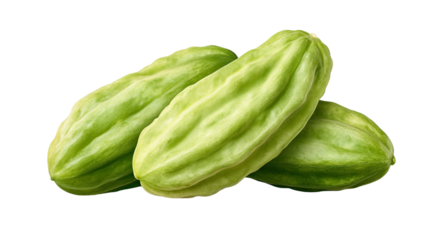 Fresh chayote vegetable vibrant green squash gourd produce with detailed texture isolated on white background