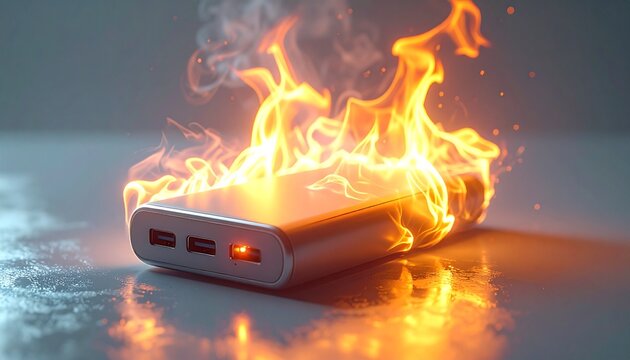 発火するモバイルバッテリー、リチウムイオン電池の爆発事故、火災