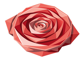 Low poly red rose flower, geometric modern abstract design