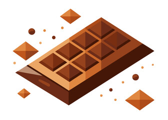 Isometric low poly chocolate bar, geometric sweet treat design