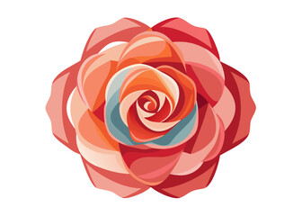Colorful modern geometric rose flower on white background