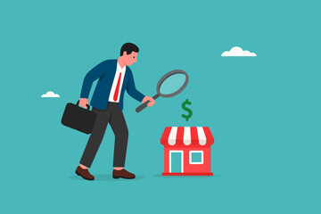 Obraz premium business evaluation, merger and acquisition to determine corporate valuation, revenue profit or business earning, analyze company worth or market value, businessman analyze company with dollar money