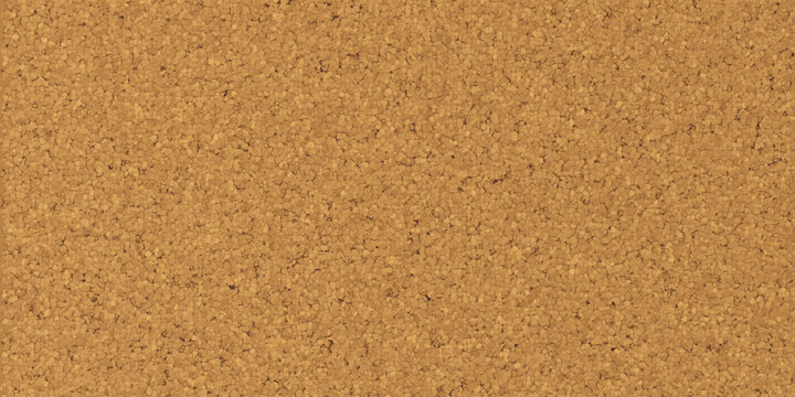 Cork board pattern background. Realistic cork surface texture with small irregular fragments tightly packed in a random arrangement. Vector textured cork bulletin or announcement pinboard backdrop