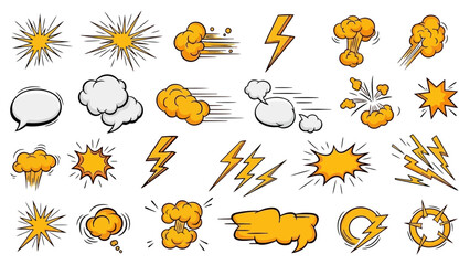 Explosion and Comic Sound Effects Vector Set: Bright, Dynamic Illustrations © deni