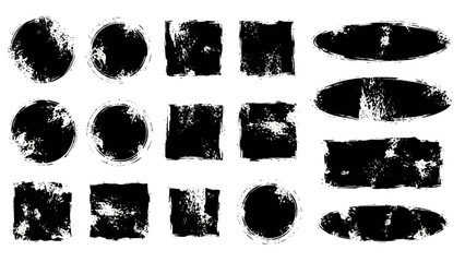 Grunge Brush Stroke Shapes Collection: Circles, Squares, Ovals, and Rectangles