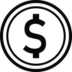 Dollar Icon Currency Coin Featuring Money Symbol, Finance Graphic and Economic Value Emblem for Financial Designs