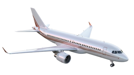 Modern commercial passenger airplane jet aircraft isolated on transparent background