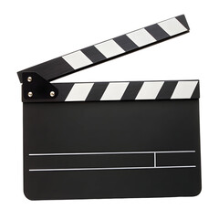 Fototapeta premium Black Clapperboard with White Stripes isolated on a transparent background