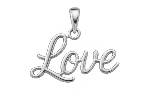 Silver love pendant displaying romance and affection, transparent background - Powered by Adobe