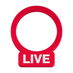 3d rendering icon live round red 