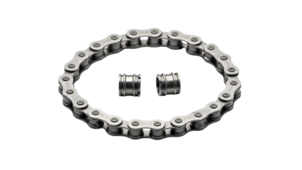 Silver metal chain circle with links isolated on transparent background