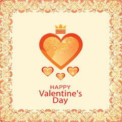 A decorative valentine s day card with a heart and crown design