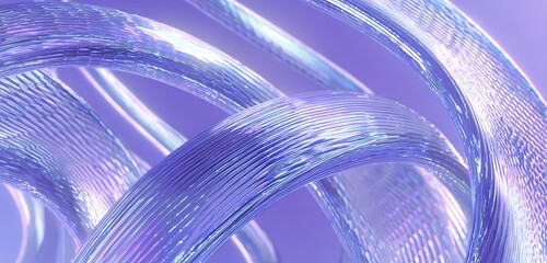 Iridescent chrome arcs glowing over digital lavender mesh background texture