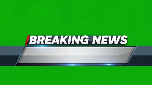 Modern 3D Silver Breaking News Lower Third with Live Badge and Scrolling Bar isolated on Green Screen Chroma Key