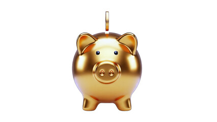 Golden Piggy Bank with Coin: Saving Money Concept