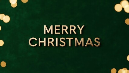 Luxurious Minimalist Merry Christmas Greeting with Gold Foil Text on Dark Green Velvet Background