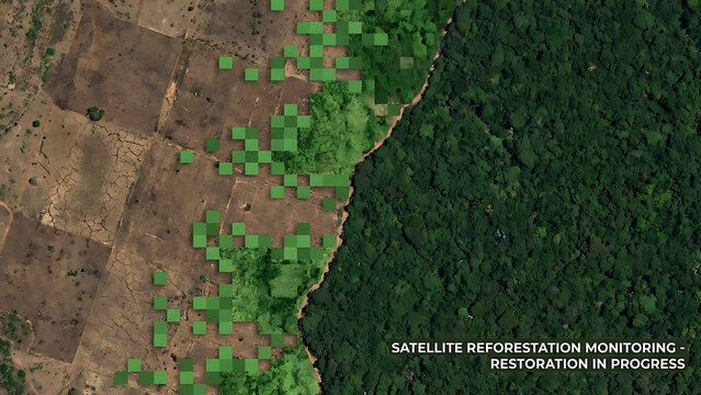 Satellite reforestation monitoring restoration in progress