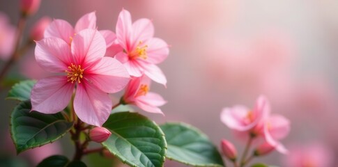 Obraz premium Soft pastel pink begonia blossoms, festive spring feel , flora, festive